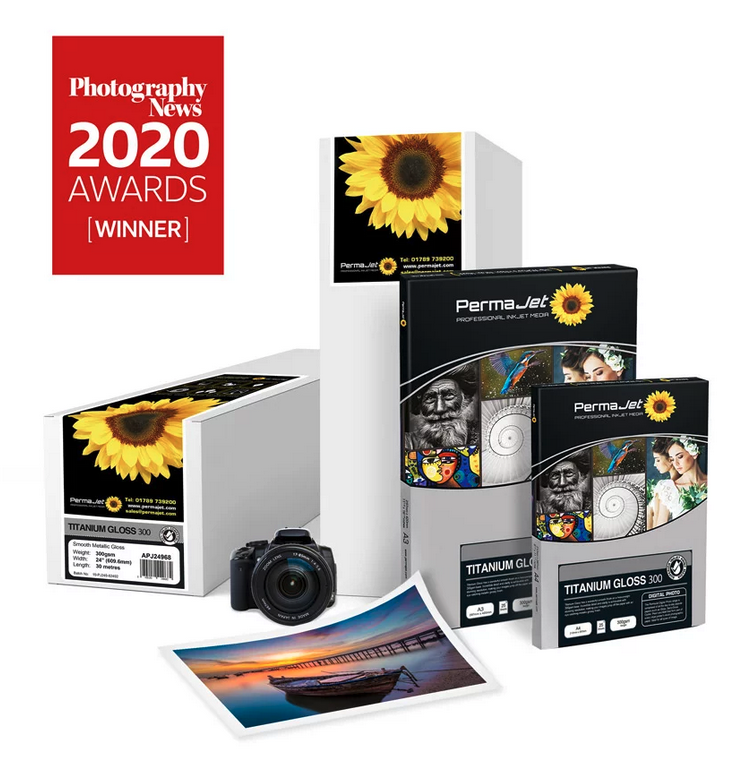 Papel Permajet Titanium Gloss Metallic 300gsm caja de tamaño A4 cantidad 25 hojas